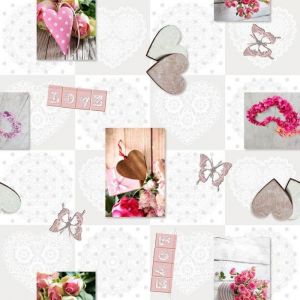 Toile cirée au mètre - Largeur 140 cm - Romantique - Multicolore