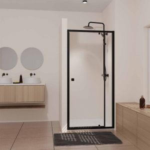 Aurlane Porte de douche pivotante noir 80-90x185cm - extensible de 78 &agrave; 90 cm - black slide 80 90