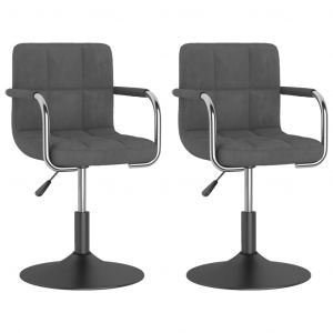 VidaXL Chaises pivotantes de salle à manger 2 pcs Gris foncé Velours