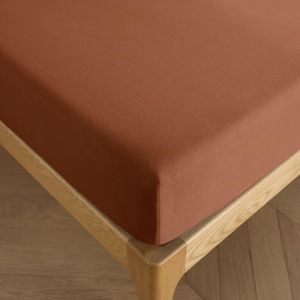 Coton Pur - Drap housse 180 x 200 cm bonnet 30 cm 'Prémium' pour lit 2 places King Size - Prémium Paprika