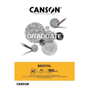Canson Graduate Bristol - Bloc 20 feuilles de papier extra-blanc A5 180g/m&sup2;