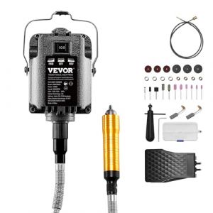 Meuleuse &agrave; Arbre Flexible-VEVOR-1200 W-30000 tr/min-Kit Suspendu Multifonctionnel avec 31 Accessoires et P&eacute;dale