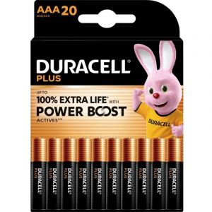Duracell Plus Piles AAA (Lot de 20) - Alcalines 1,5V - Jusqu’à 100% Plus Longtemps - Optimales pour Les Appareils du Quotidien - Emballage 0% Plastique - Conservation 10 Ans - LR03 MN2400