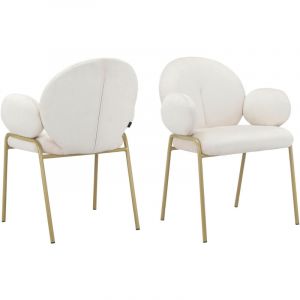Iwama Lot de 2 chaises de salle à manger en velours crème