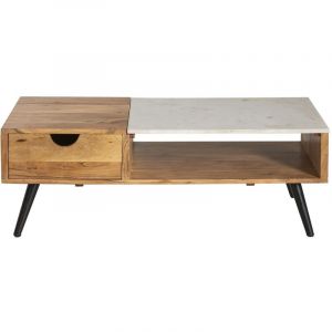 Made In Meubles - Table basse en bois d'acacia et marbre Frida - Bois foncé