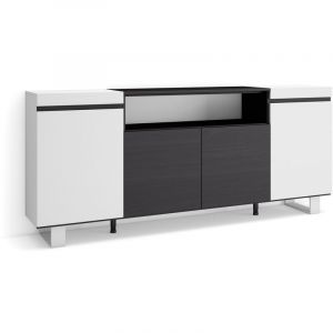 Buffet salon et cuisine - SKRAUT HOME - RF2301 - 4 Portes - Blanc et noir