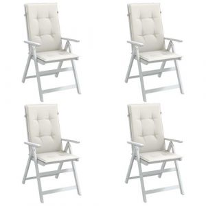 VidaXL Coussins de chaise à dossier haut lot de 4 crème mélangée tissu, coussin, coussin de chaise, coussin de siège, coussin de canapé