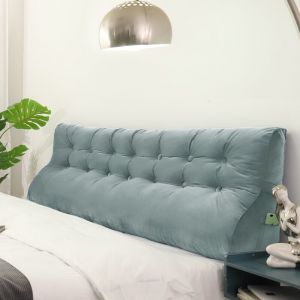 Vercart - Compens&eacute; Coussin de lecture Triangulaire de Repos au lit Dossier T&ecirc;te de lit Soutien Dorsal Oreiller D&eacute;coratif, Gris Velours, 200 x 25 x 55