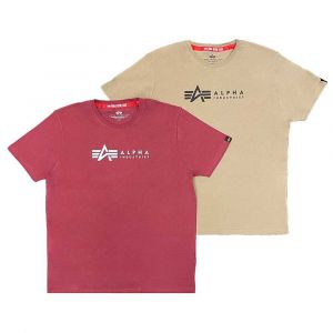 Alpha industries T-shirt &agrave; Manches Courtes Label 2 Pack M Olive / Burgundy