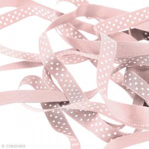 Creavea Ruban pois - Rose clair - 10 mm - Au m&egrave;tre (sur mesure)