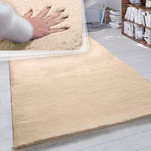 Paco Home - Tapis Poils Longs Salon Fausse Fourrure Tr&egrave;s Douce Uni En Diff. Coloris Et Tailles 200 cm carr&eacute;, Sable