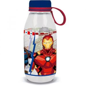 Stor Marvel Gourde Ecozen transparente pour enfants Tritan Avengers Iron Man Hulk Captain America 460 ml avec capuche et poignée en silicone