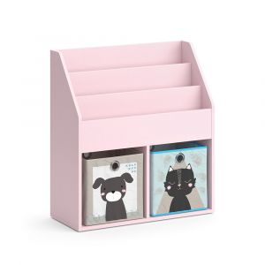 Vicco Bibliothèque enfant Luigi, Rose, 72x79cm avec 2 boîtes pliantes (chien, chat)