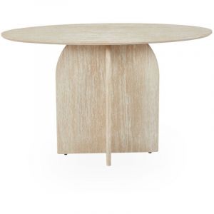 Menzzo Console moderne ovale 120cm Calyptus Effet travertin Beige