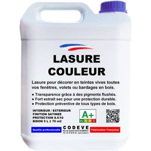 Codève Bois - Lasure Bois Couleur - 5 l - Codeve Bois - Noir - Pour La Protection En Couleurs Déco De Votre Bois Neuf Ou Ancien.