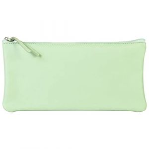 Clairefontaine 410166C - Trousse Scolaire Vert pistache 22x11 cm en Véritable Cuir d'Agneau