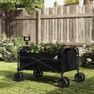 Woltu - Chariot de Jardin Chariot à roulettes Pliable, en Tissu Oxford+Métal, Noir