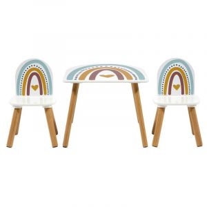 Image de Ostaria Table + 2 chaises enfants Arc-en-ciel