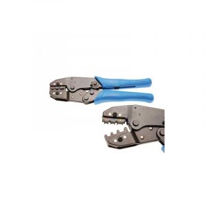 BGS 1426 Pince à sertir avec fonction cliquet pour cosses de câble isolées, Noir/bleu, 215 mm