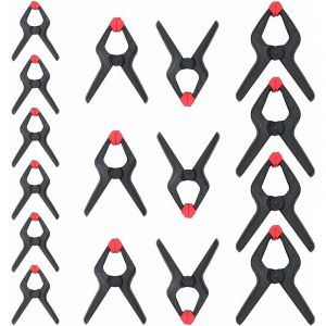 Pince a ressort en nylon robuste WORKPRO 16 Pieces pour photographie, bache, artisanat, jardin, terrasse, 16,5 cm x 4 pieces, 11,4 cm x 6 pieces, 9,5 cm x 6 pieces)