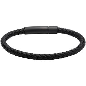 Bracelet Corde Cuir Tress&eacute; Noir