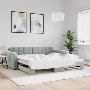 Prolenta Premium - Lit De Jour Avec Gigogne Sans Matelas Gris Clair 100x200 Cm