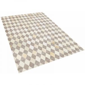 Beliani Tapis en cuir beige et marron 140 x 200 cm SESLICE