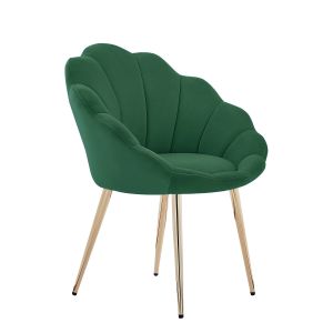 Fauteuil velours vert sapin avec piétement doré