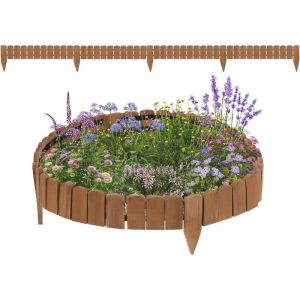 Clôture de Pelouse Décorative en Bois, Bordure de Jardin Flexible, Palissade de Jardin Extérieur, 203x45 cm, Marron Foncé - Woltu