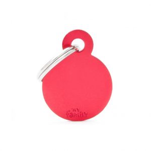 Myfamily Médaille basic petit cercle pour chien en aluminium rouge
