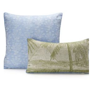 Image de Le Jacquard Français Housse de coussin Croisière sur le Nil Orchidée 100% lin Vert