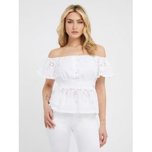 Guess Top volants Saint-Gall Blanc - Couleur Blanc - Taille S