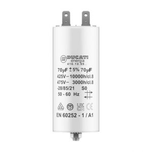 Condensateur 70 uF pour Moteur Monophasé - Utilisation pour Kärcher, Pompe de Piscine, Porte de Garage 425V/450V/475V - Cosses