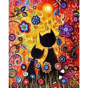 Figured'Art Peinture par Num&eacute;ro Adulte avec Cadre Chats Cartoon - Activit&eacute; Manuelle Kit de Loisir Cr&eacute;atif DIY Num&eacute;ro d'Art Complet - 40x50cm toile tendue sur ch&acirc;ssis