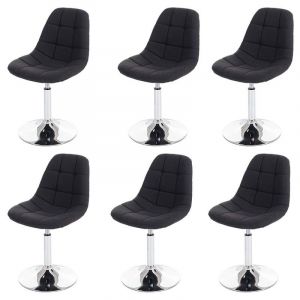 Décoshop26 6x chaises de salle à manger en tissu gris foncé pied chromé pivotant