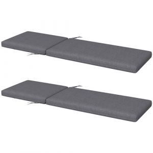 Outsunny Lot de 2 matelas pour transat bain de soleil - dim. 190,5L x 58,4l x 7H cm - cordons d'attache - gris fonc&eacute;