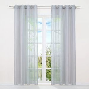 Rideaux voilage - HONGYA - Blanc - 245 x 145 cm - Polyester - Galon fronceur