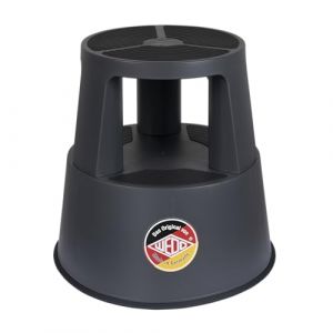 Wedo Super Step Tabouret à roulettes en Plastique incassable - Pied d'éléphant - Certifié TÜV GS - Fabriqué en Allemagne - Antidérapant - Hauteur : Environ 43 cm - Charge maximale : 150 kg - Gris