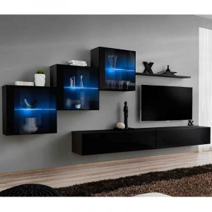 Meuble TV Mural Design " XX" 330cm Noir Prix