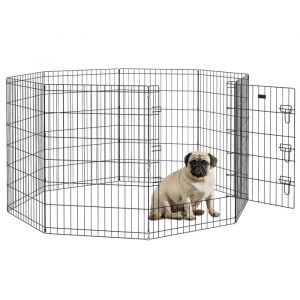 Pawhut Parc enclos modulable pour chiens - pliant - 1 porte 8 panneaux en fil de m&eacute;tal porte verrouillable - 61 x 91 cm - noir