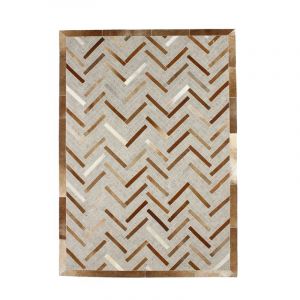 Thedecofactory Mon Beau Tapis CUIR - Tapis en cuir à motif chevron marron clair 120x170