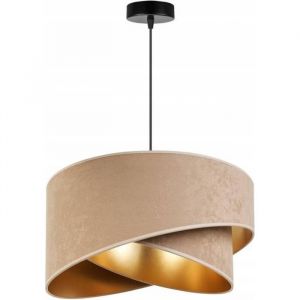 Lampe Suspendu Plafond Lustre Abat-Jour Doré Velours