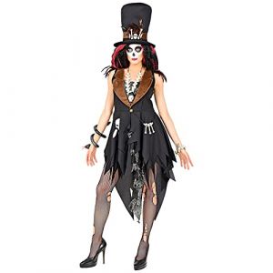 Ruedelafete Widmann 10734 Déguisement Voodoo Priesterin Robe Chapeau Sorcière Fête à thème Halloween Femme Multicolore XL