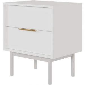 Table de chevet 2 tiroirs blanc 54 cm
