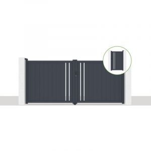 Casanoov - Pack portail battant giona 350x160cm + Portillon giona H.160cm Gris