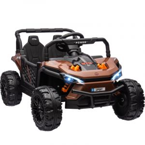 Buggy électrique enfant UTV - quad électrique enfant - 12V, 2 moteurs, 6Km/h max. - télécommande - nombreux effets - noir marron