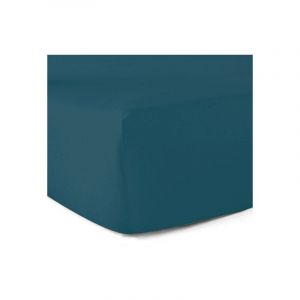 Drap-Housse 100% Coton 57 Fils Bleu Canard 120 x 190 cm - Bonnet 30 cm
