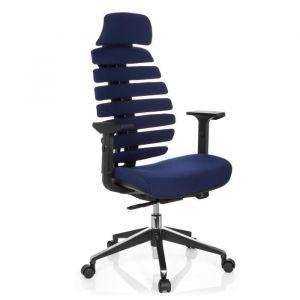 hjh OFFICE Chaise de bureau / Chaise pivotante ERGO LINE II PRO tissu bleu