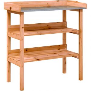 VidaXL Table à Plantes avec Étagère, Support de Pots de Fleurs, Présentoir à Plantes, Support à Plantes Jardin, Marron Bois de Sapin