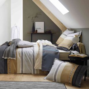Tradilinge Parure de lit percale Marlow Acier 260x240 cm